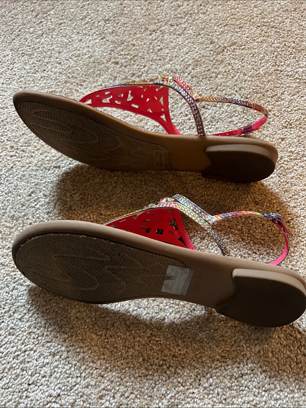 Zigi Soho Fazed Multicolor Jeweled Tan Slingback Sandals. 7.5. Like new. - Picture 5 of 7